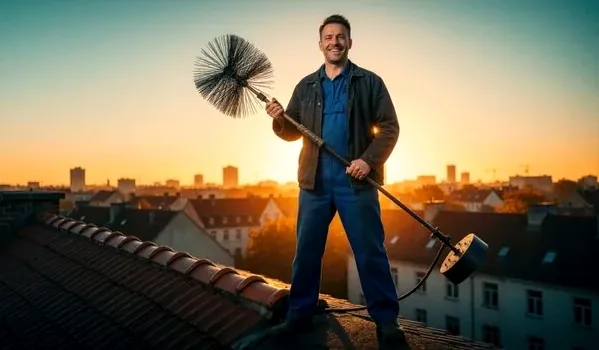 Chimney technician on a Huntington Beach rooftop